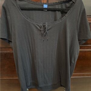 Old Navy Black Short Sleeve Top with Lace Trim